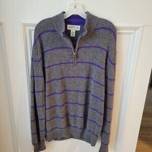 Orvis Men’s XL Lambswool 1/4 Zip Sweater Gray Cozy Classic Outdoor Knit